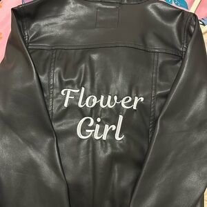 Custom made black leather jacket size 7/8